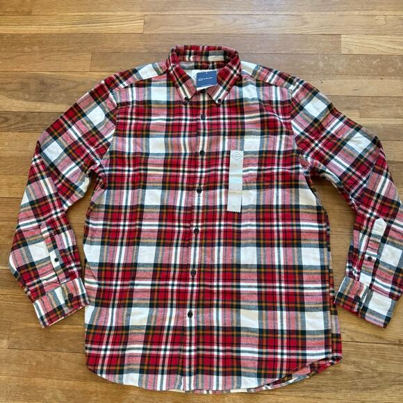 NWT St John's Bay red white plaid button up long sleeve shirt size large L
 b28 - Picture 1 of 5